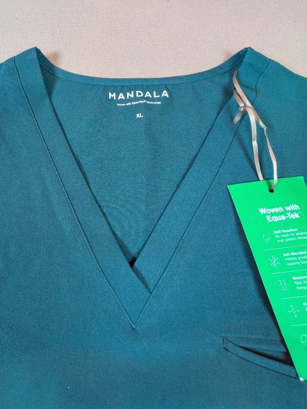 Mandala Womens Scrub Top Sea Green/Teal XL